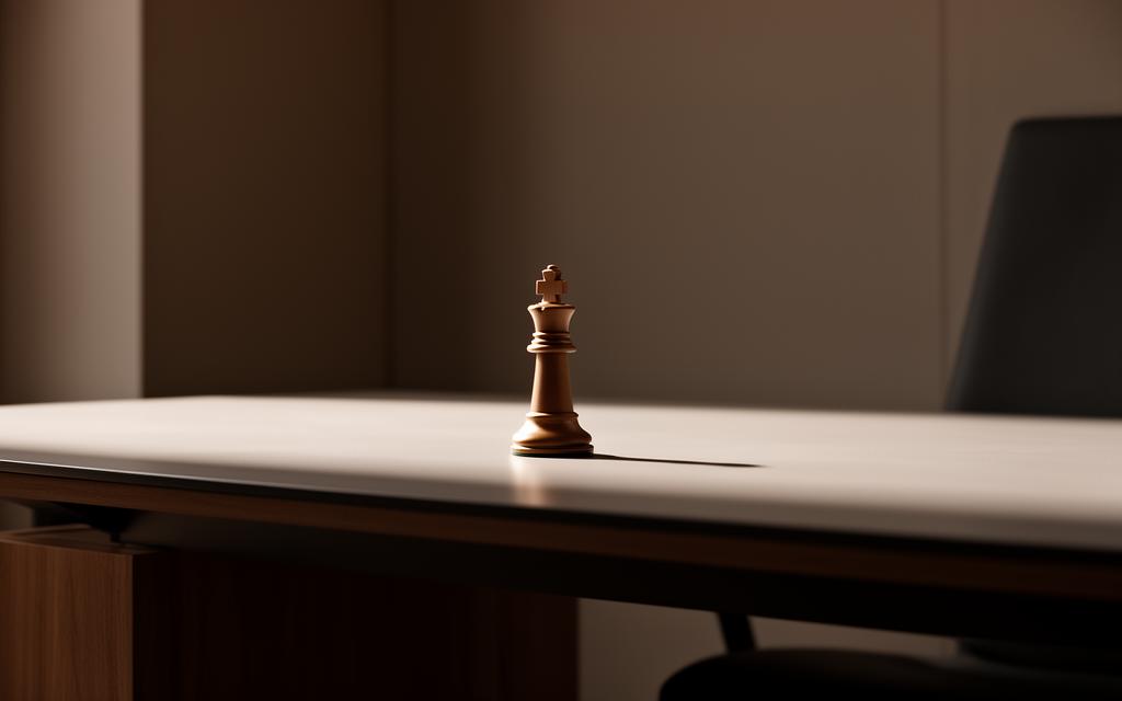 Leader at a desk reflecting on a difficult decision